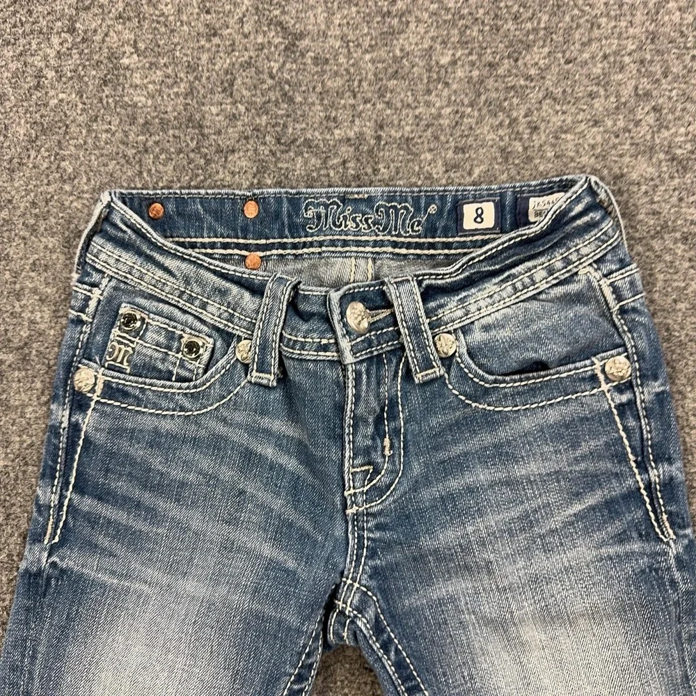 Miss Me Bermuda Shorts Girls 8 Blue Denim Jean Embroidered Cross Pockets JK5445M